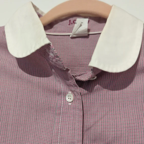 J Crew Button Down Plaid Shirt Top size 0 White Collar -412 - Picture 8 of 8